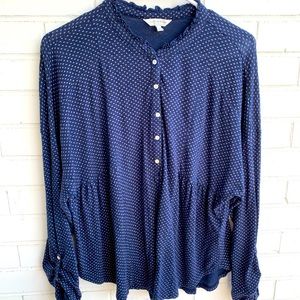 Lucky Brand Ruffle Collar Peasant Peplum Top